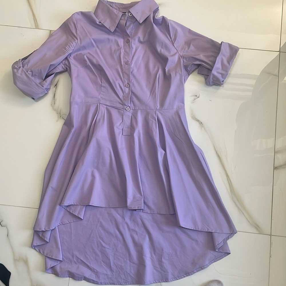 New York & Company Purple high low shirt size small
